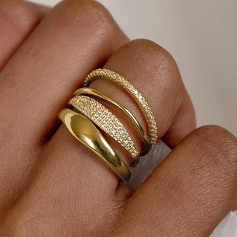 Xiaomi Huitan 4Pcs/Set Luxury Women Ring for Wedding Engagement Fashion Accessories Gold Color/Silver Color Inlaid Shiny CZ Jewelry