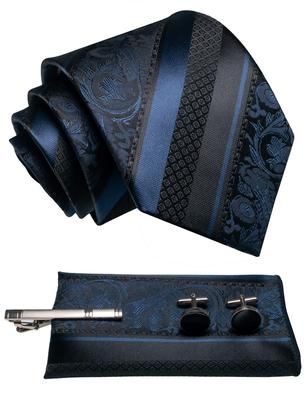 [JEMYGINS] Men's Navy Stripe Tie, Pin, Cufflinks, Pocket Square, Business, Job Hunting, Wedding, Entrance Ceremony, Graduation Ceremony, After-Party,