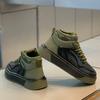 Winter new thick-soled high-top board shoes single cotton leather perforated casual shoes ok