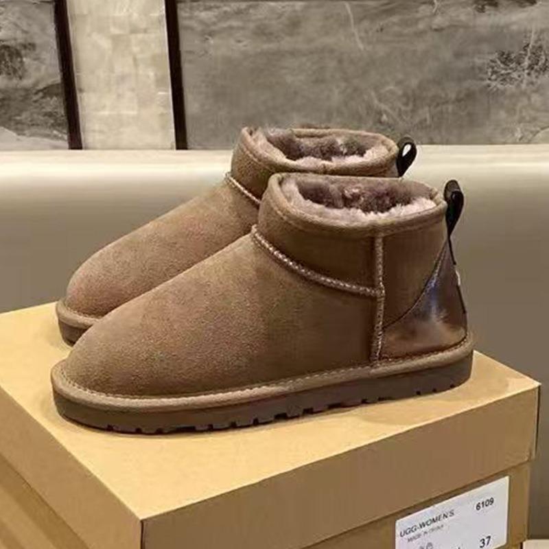 Dames snowboots van echt leer en wol, winter regen winter regen fleece gevoerd verdikt warm grote katoenen schoenen