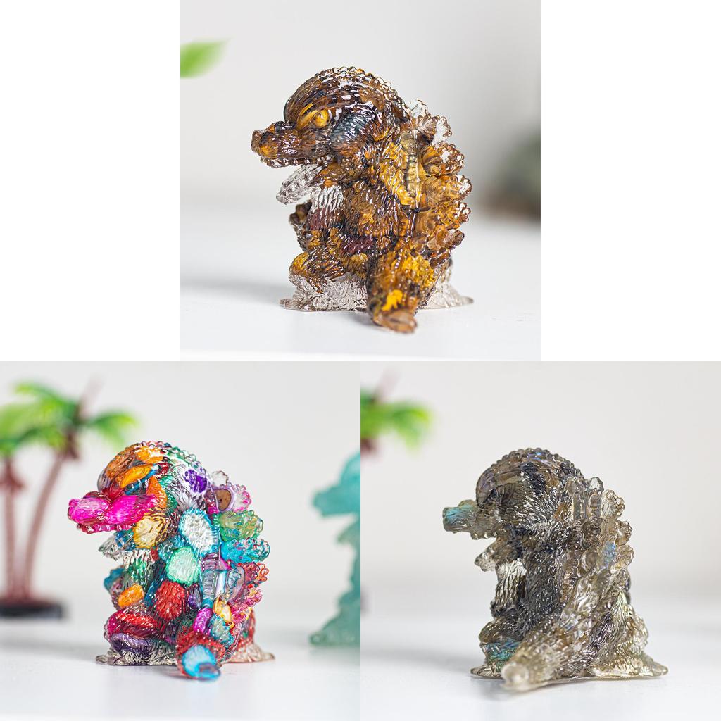 Godzilla Resin Crystal Figurine With Natural Gemstone For Home Decor And Giftgiving