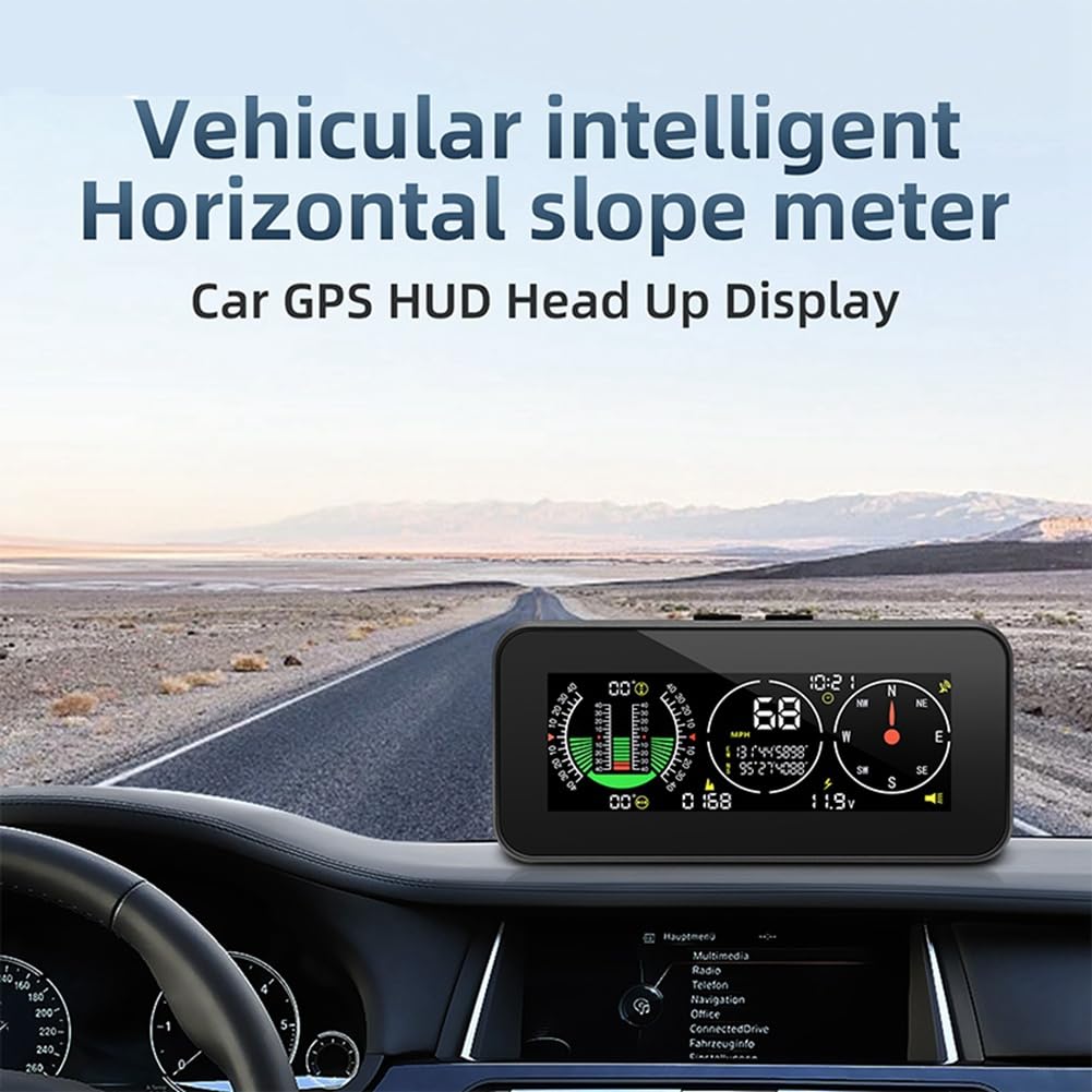 Buerjia Auto HUD Head Up Displej Inklometr Kompas Rychloměr GPS Alarm překročení rychlosti Digitální rychlost Sklonoměr Autodíly 1ks