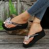 Modische Schuhe für Damen Schmetterlingsdekor Keilabsätze Zehensandalen Pailletten Dicke Sohle Hausschuhe Damen Sommer Outdoor-Bekleidung Strand Rutschfeste Sandalen