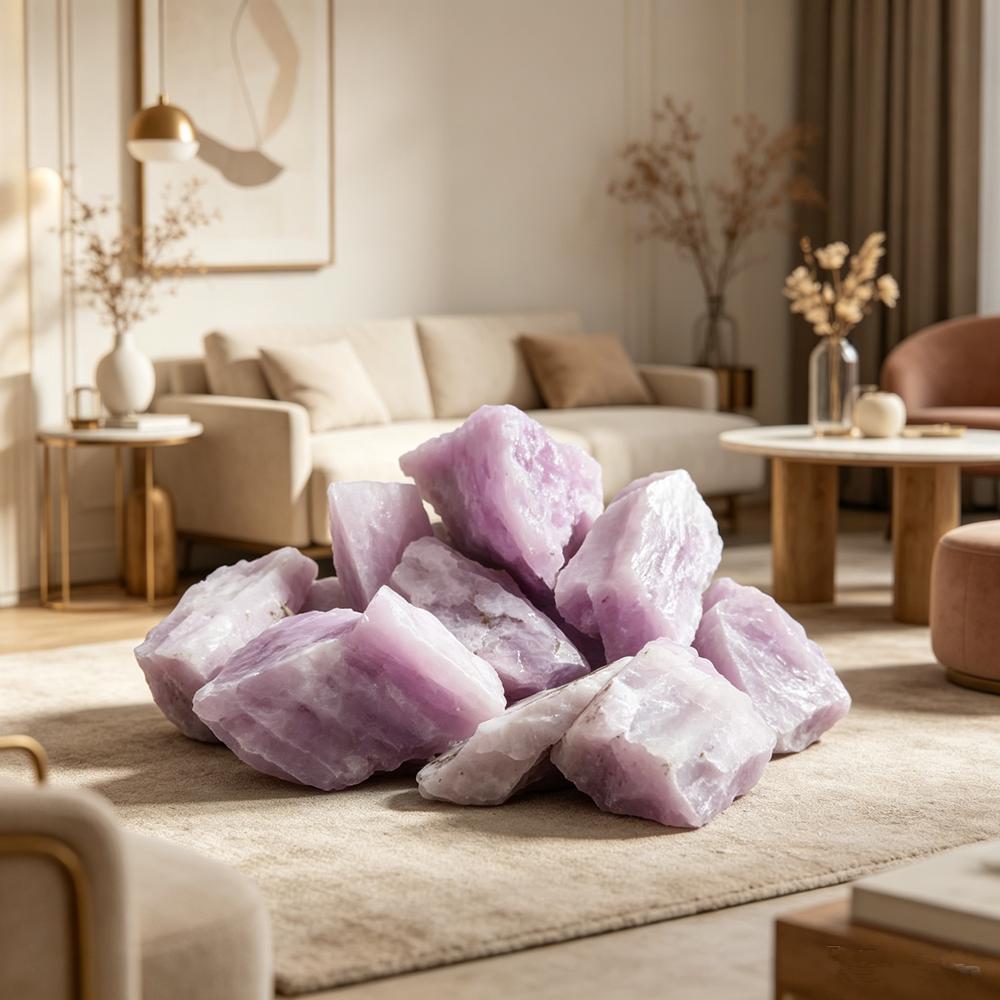 Naturalny kunzytowy kryształ kwarcowy Spodumen Szorstkie kamienie mineralne Uzdrawiający wystrój Kamienie naturalne i minerały