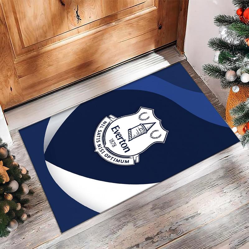 Everton Football Print Crystal Velvet Rug, Comfortable Water Absorbent Non Slip Indoor Floor Carpet
