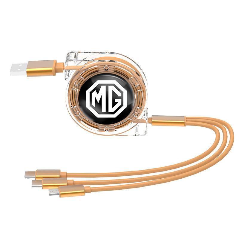 Car Charging Cable 3 In 1 USB Cable For Lightning Type C Micro USB Fast Charging Cable For Morris Garages MG 3 5 6 7 HS ZS GS H