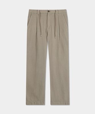 BIRBANTE Cation Washed One-Pleat String Pants - Light Beige