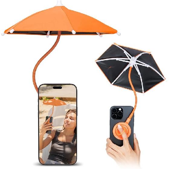 Magnetic Phone Umbrella for Sun,Outdoor Phone Sun Shade Shield with Flexible Angle Design & Rotatable Phone Ring,Umbrella for iPhone 17 Air 16 15 14