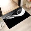 1pc Modern Wave Rug – Sleek Black & White Design, Stylish Mat for Living Room, Bedroom, Entryway Decoration floor mat