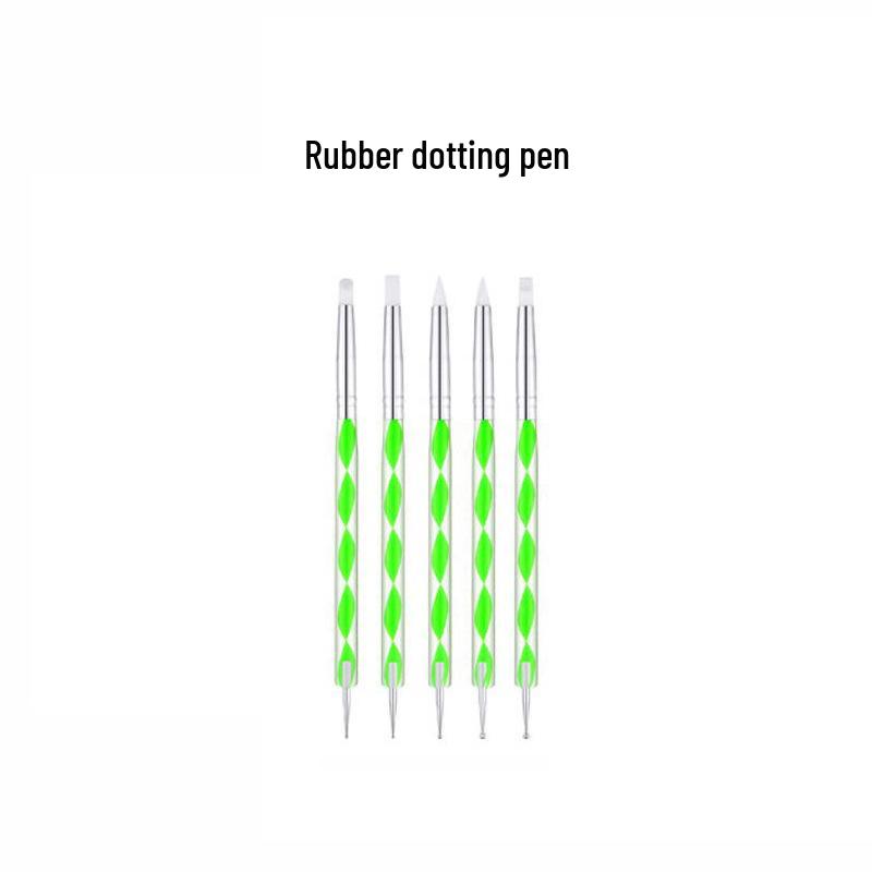 5-Piece Silicone Nail Art & Clay Dotting Pen Set - Double-Ended Tool for Scoring, Embossing & Shaping