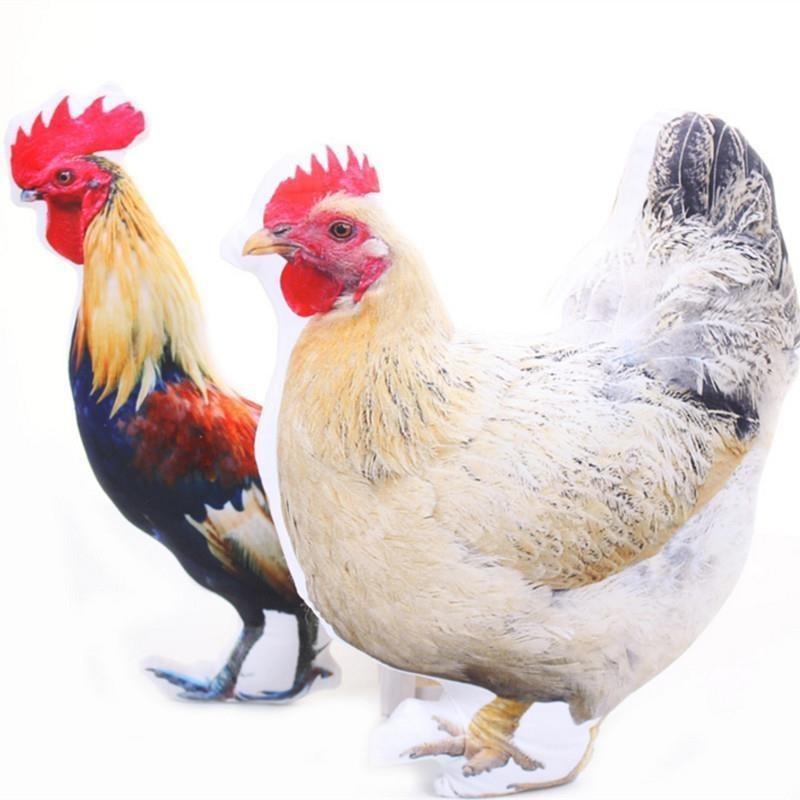 Realistic Rooster Hen Plush Pillow Lifelike 3D Print Soft Fluffy Fabric Stuffed Toy for Home Decor Kids Sleep Companion Gift