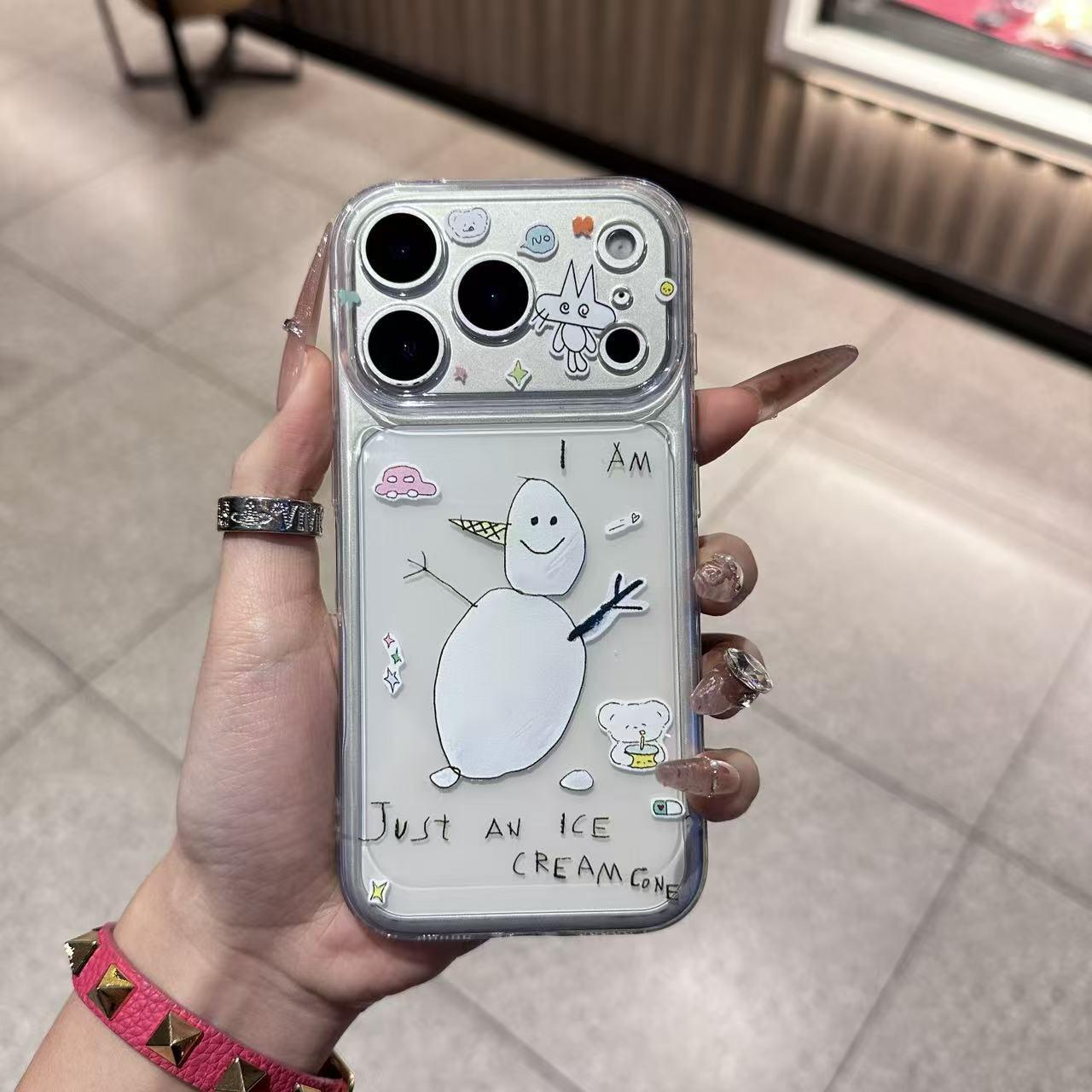 

Space Shell Winter Snowman Case: Compatible with Apple 17 Pro Max to 13 Pro, Transparent, Drop-proof. iPhone 15