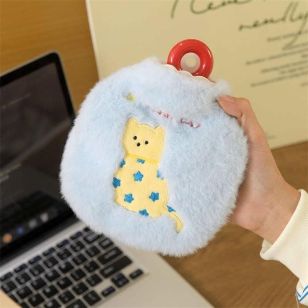 Kitten Embroidery Hand Warmers Handheld Hot Water Bag Portable Warm Water Bag  Belly Warmer