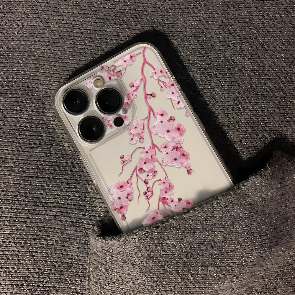 Pink Peach Blossoms Phone Case for IPhone 17 16 15 14 13 12 11 Mini Air Pro Max X XR XSMax 7 8 Plus Transparent Soft Back Cover
