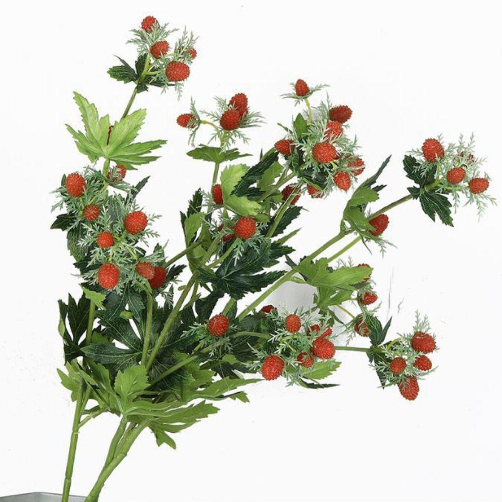 DIY Raspberry Artificial Plant Green Leaves Artificial Raspberry Branches Desktop Ornament
