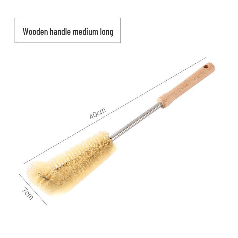 Long Wooden Handle Multifunctional Cup Cleaning Brush for Kitchen, Glasses, Insulated Cups, and Baby Bottles