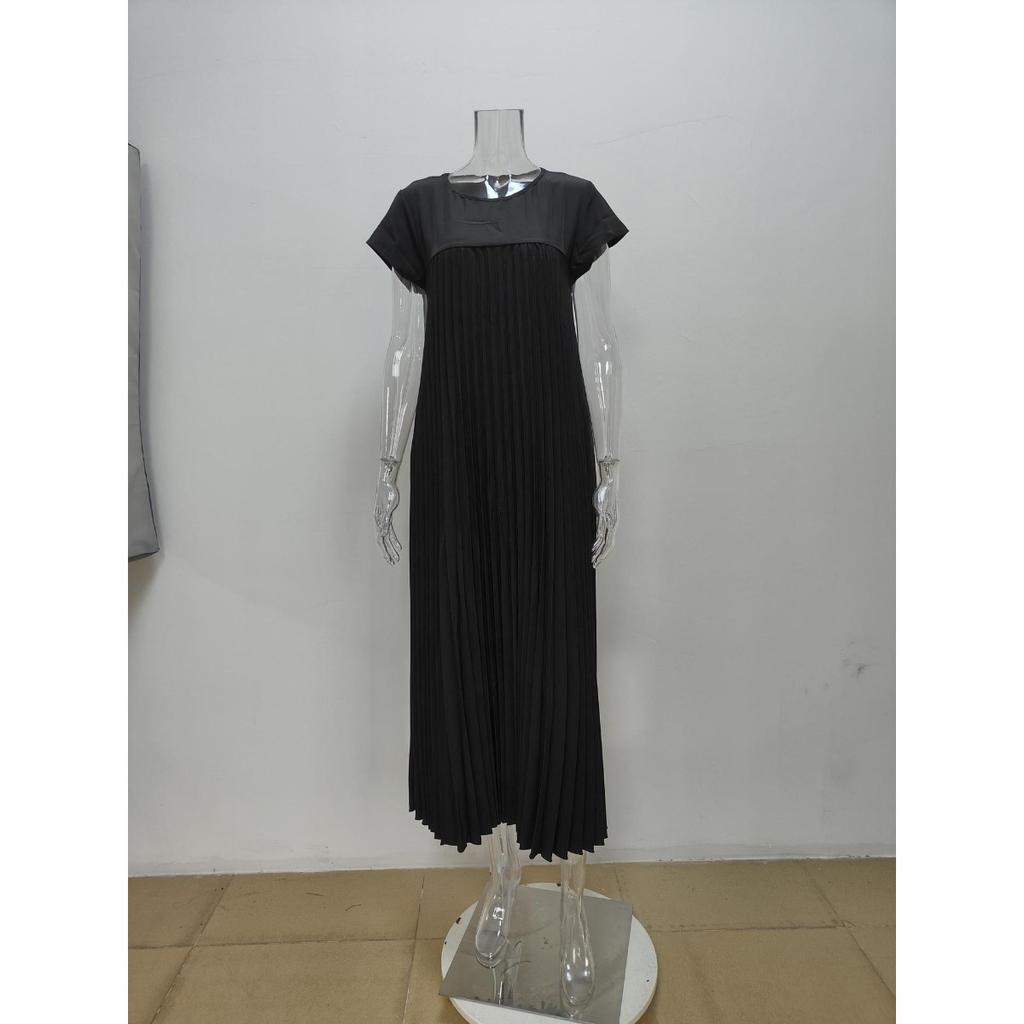 New Vacation Style Fashion Round Neck Sleeveless Pleated Long Women's Dress