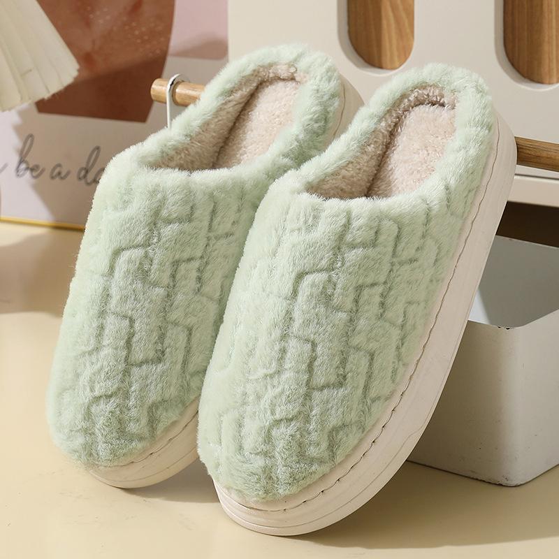Winter wear non-slip fluffy slippers cotton mop thickened warm indoor cotton slippers