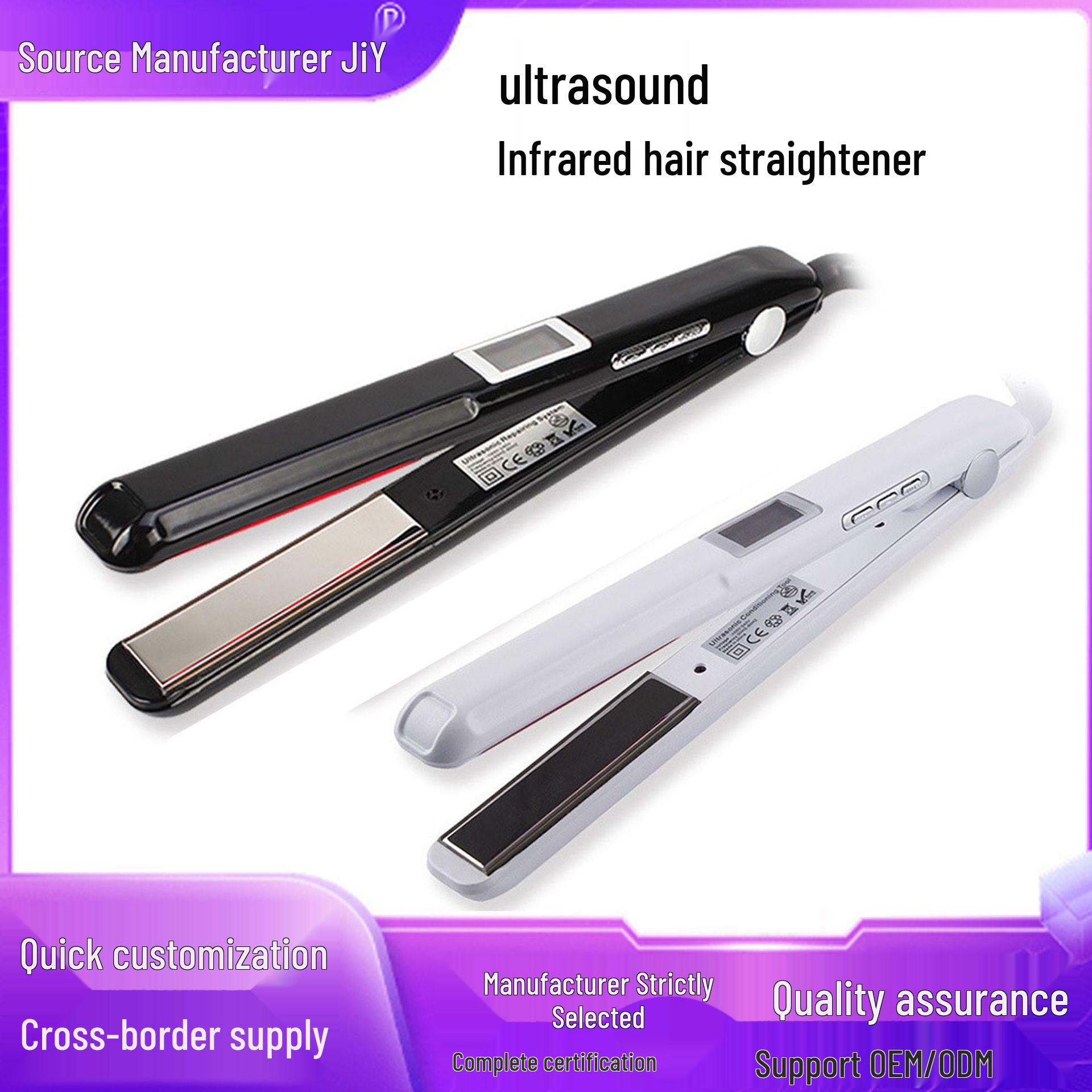

Infrared Ultrasonic Multifunction Hair Straightener & Curler for Home Use EU Plug білий