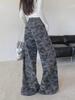 Damen Winterjeans mit hoher Taille und weitem Bein in Camouflage