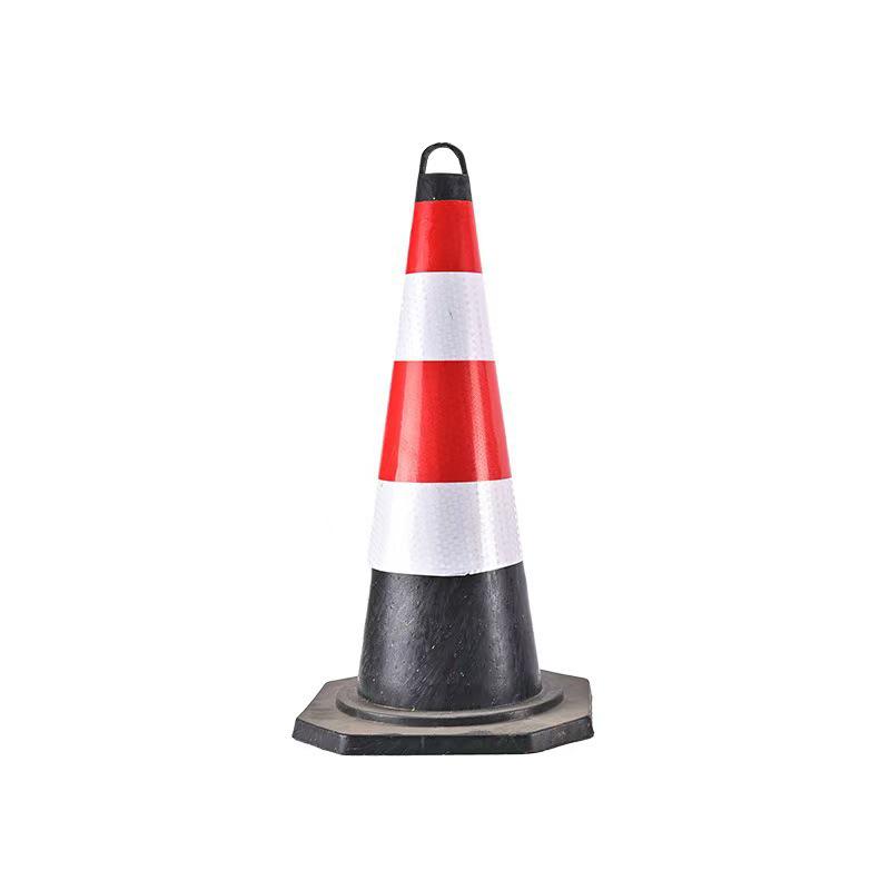 70cm Rubber Traffic Cone with Reflective Stripes, Carrying Handle, Warning Post, Safety Barrier, and 90cm Cone Options.