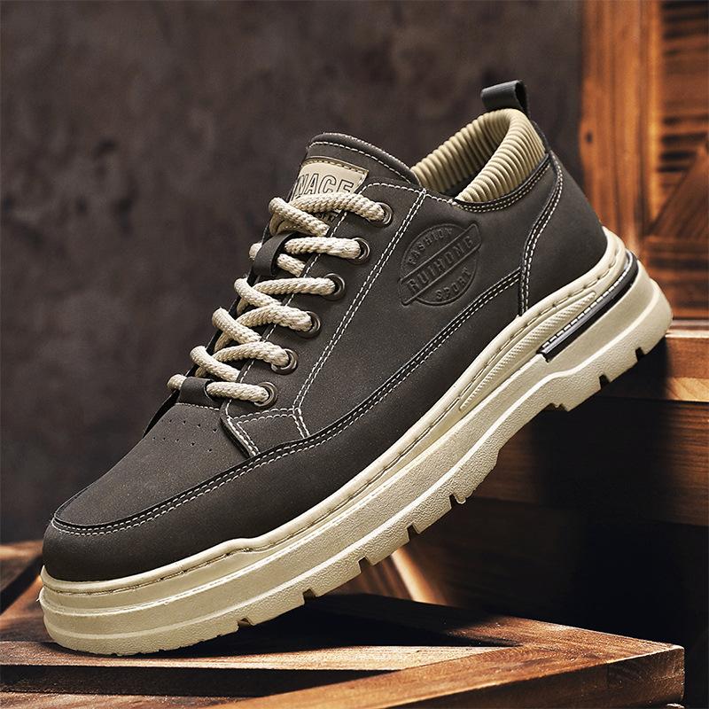 2024 Autumn New British Style Leather Outdoor Martin Shoes Retro Platform Heightening Casual Versatile Lace-up Men's Shoes