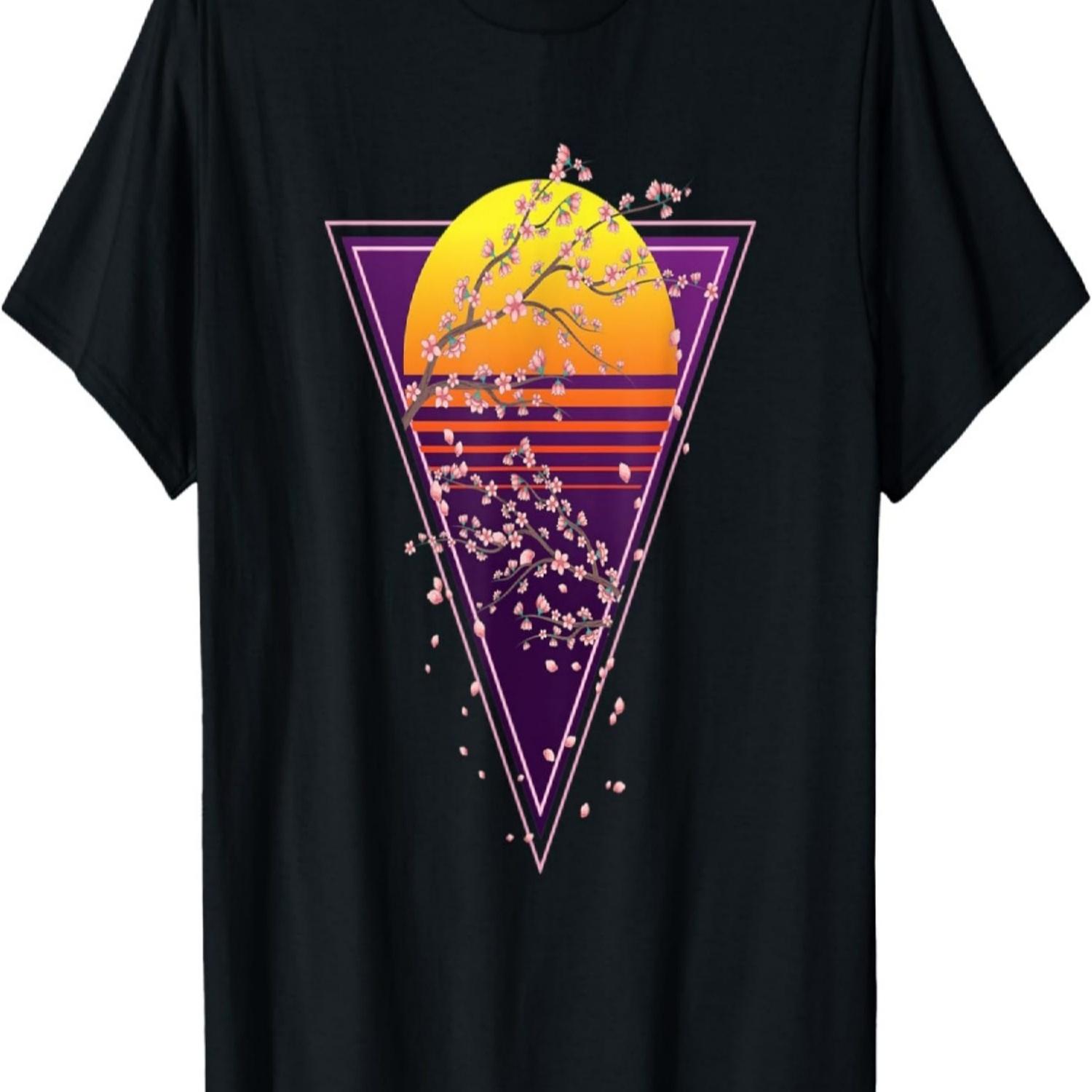 Sakura Synthwave  Flower Vaporwave Cherry Blossom T-Shirt S