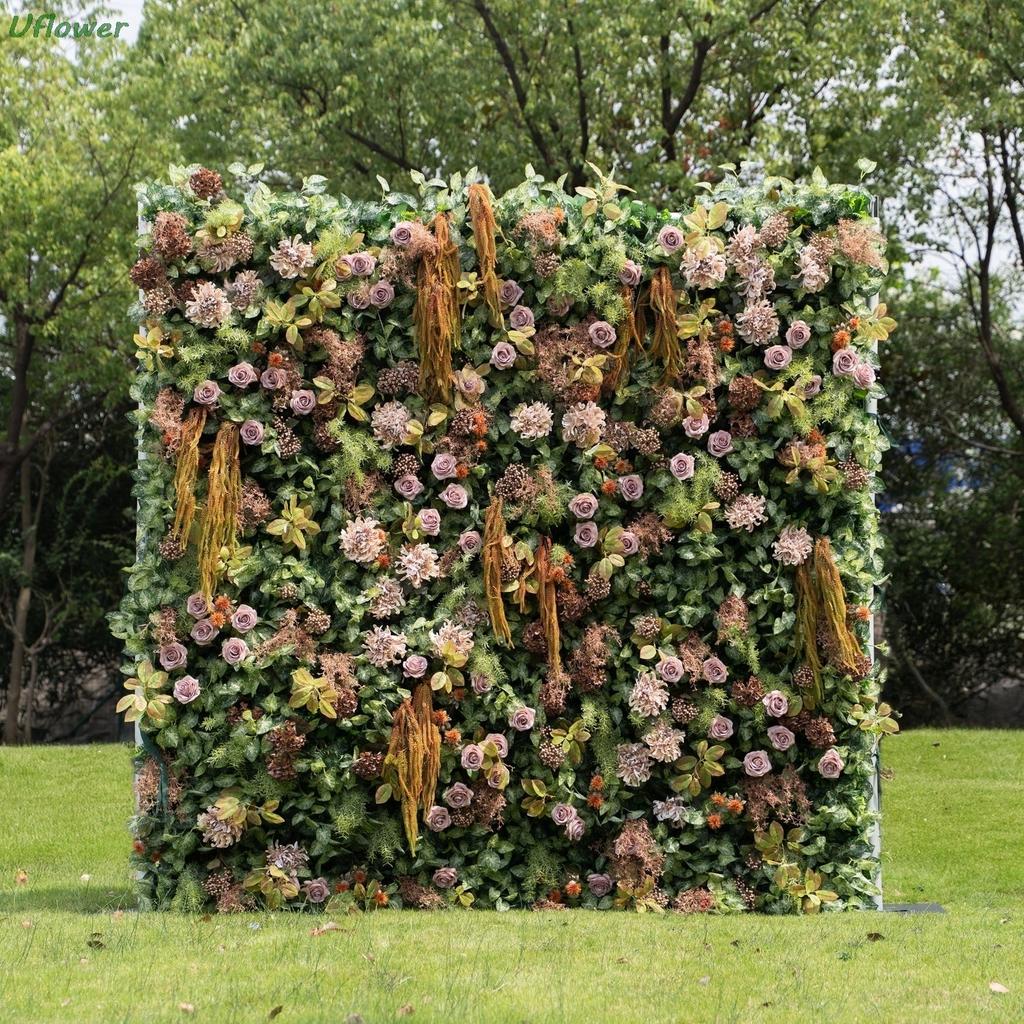 Uflower Green Tropical Rainforest Flower Wall - Artificial Flower Background Decorations for Weddings and Partie Hanging Curtain