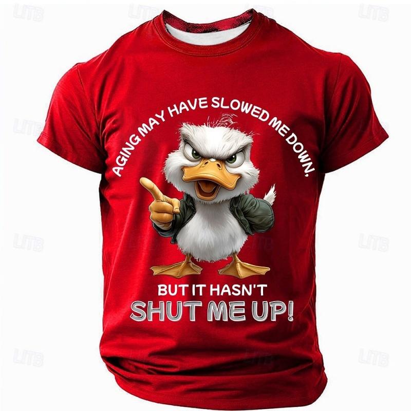 

Футболка с забавным 3D-принтом утки для мужчин, милые футболки с животным принтом, летние уличные топы с коротким рукавом и круглым вырезом, футболки оверсайз 5XL