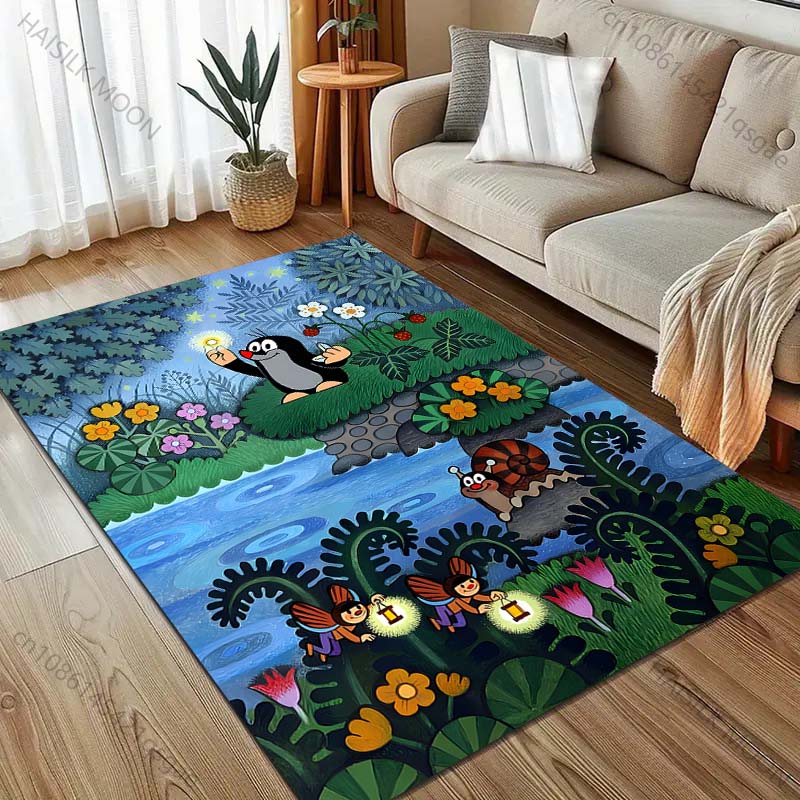 Alfombra de dibujos animados con estampado de Topito para Sala de Estar, Dormitorio, Sofá, Felpudo Decorativo, Alfombra de Área para Mesa de Sofá, Alfombrilla Antideslizante para el Suelo para Regalos