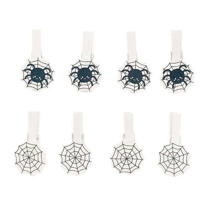 8 pinces clip toile d'araignée en bois