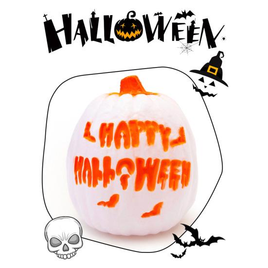 Halloween Kürbislaterne Gruselige LED Leuchtende Gebogene Kürbislampe mit Sound für Süßes oder Saures Partys Innen Außen Tischdeko