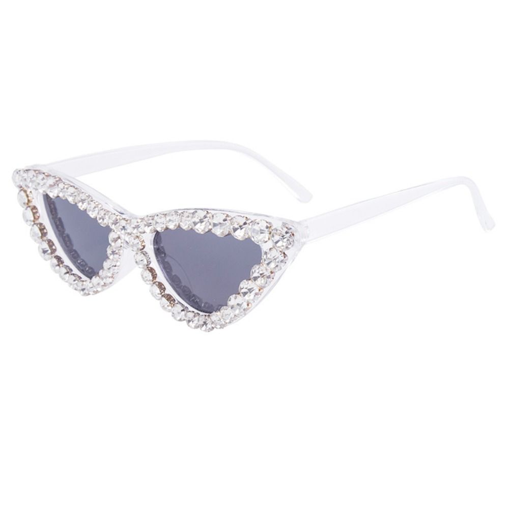 Cat'S Eye Frame Rhinestone Decoration Sunglasses Sun-Protective Photos Decoration Travel Sunglasses Outdoor Black Shades Glasses