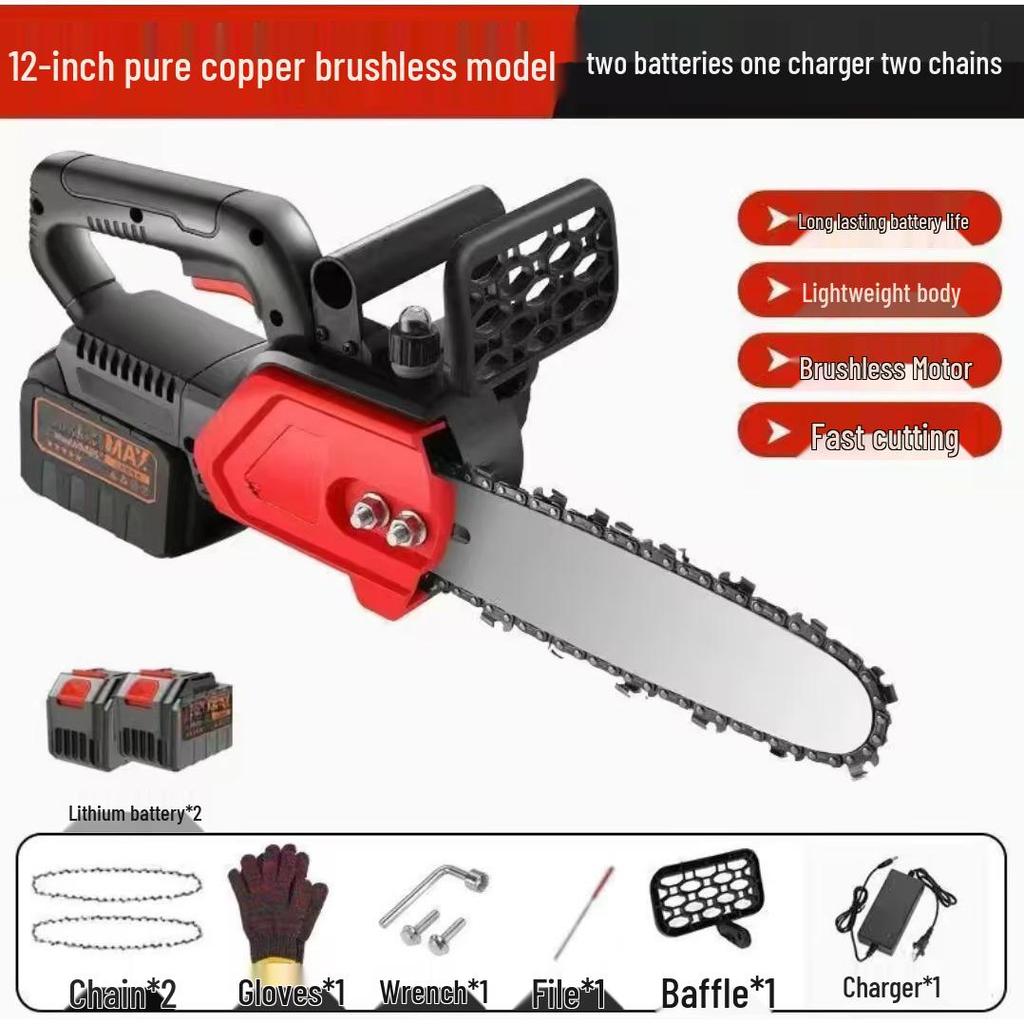 Imported High-Power Cordless Electric Chainsaw - Multifunctional, Ideal for Sawing, Cutting, and Felling Trees, Perfect for Household and Outdoor Use.