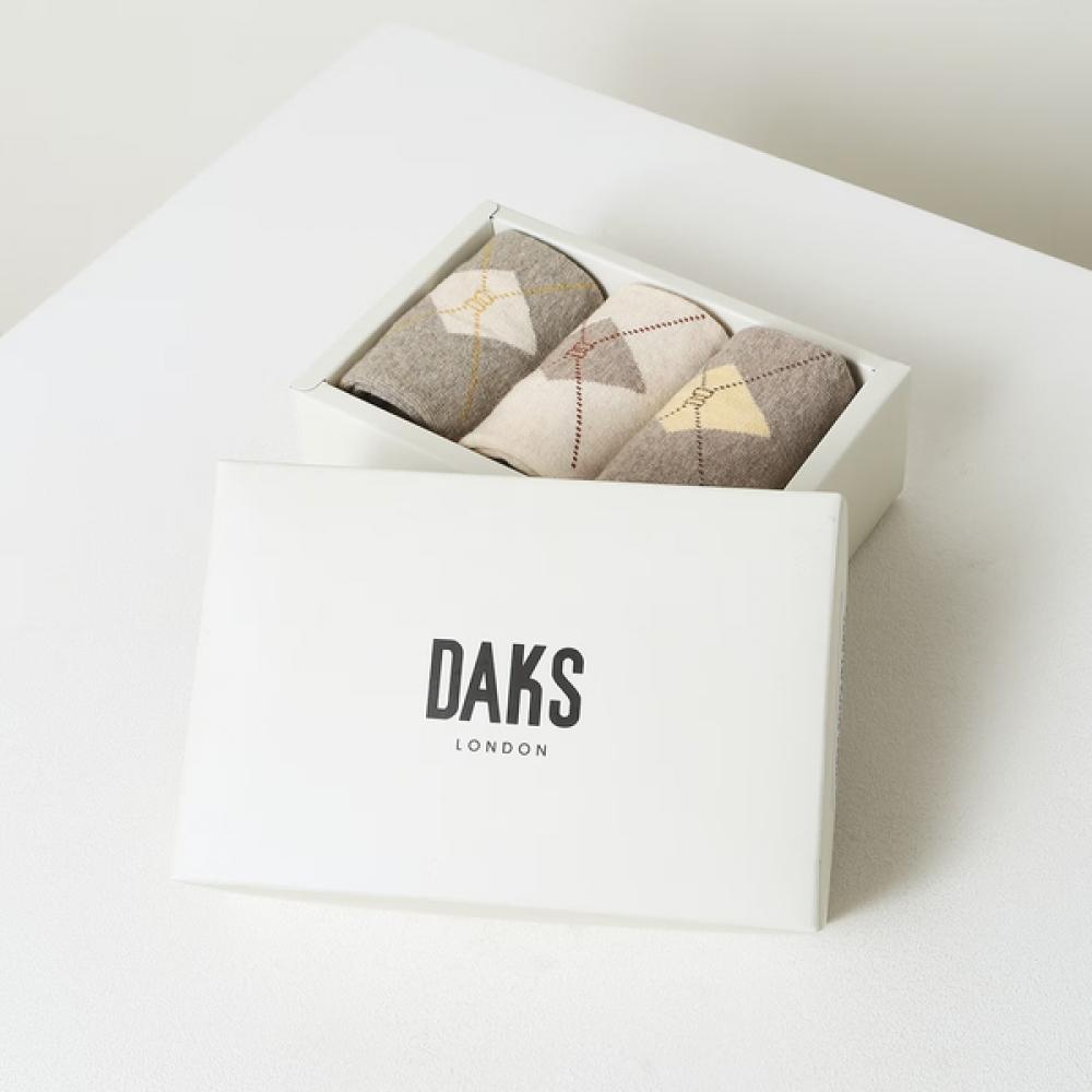 Daks Check Point Mid Length Cotton Blend Socks 3 Pair Set Dbss5e703wt Single option