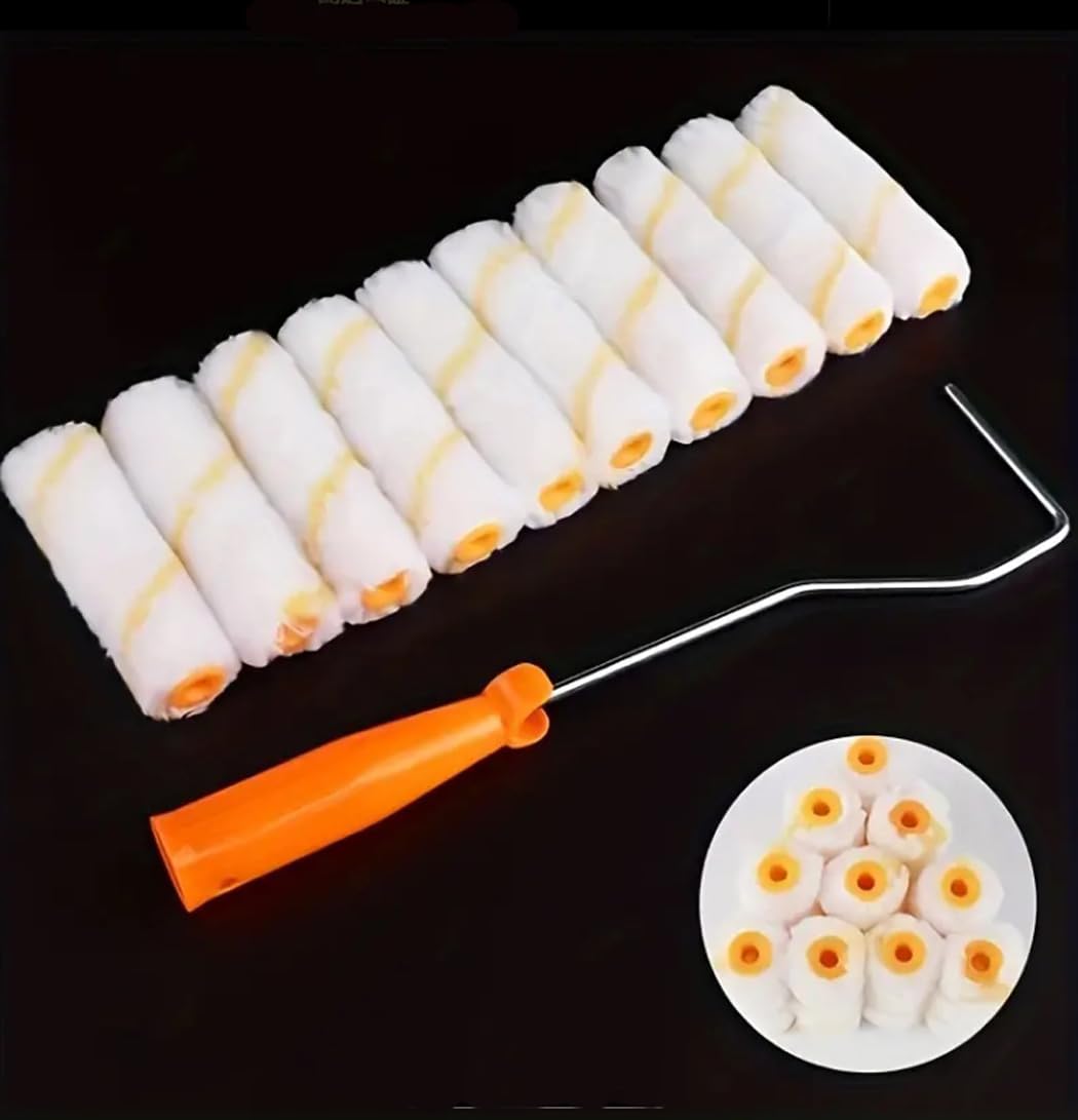 

10 Paint Rollers with Mini Small 10cm Replacement Brushes for Compatible with and Paints Handles, Rollers, Rollers, Painting, Water-Based Oil-Based белый