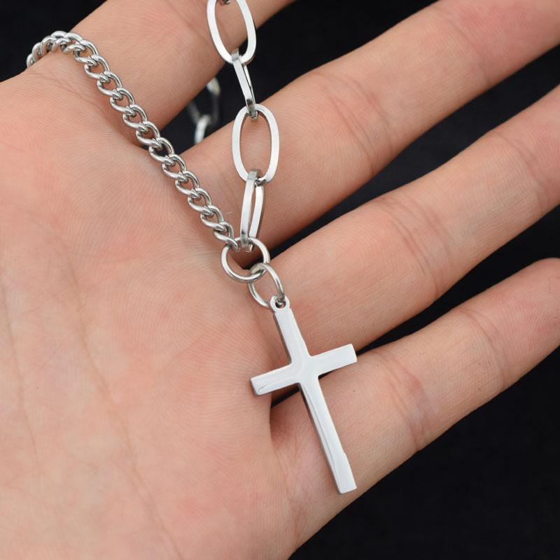 1pcs Alien Pendant Stainless Steel Necklace For Men Women Jewelry Cross Charm Asymmetry Chain Necklace Punk Accessories Choker
