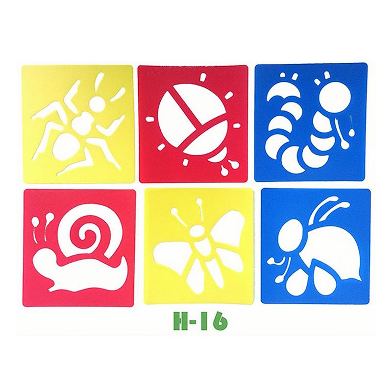 6PCS Hollow Out Painting Template Washable Reusable Plastic Graffiti Ruler DIY Paint Tool Creative Craft Drawing Accessories ZYF