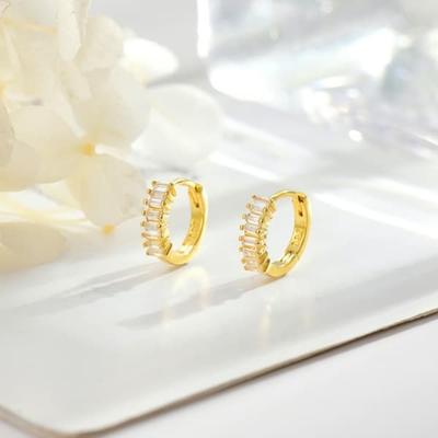Women's 925 Silver Mini Square Cubic Point Earrings