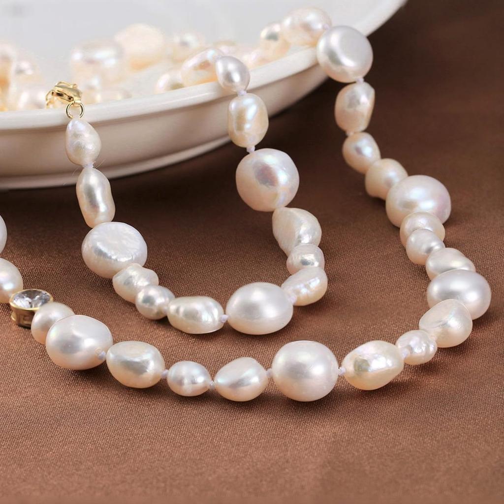[HeyMeili] Baroque Pearl Necklace, Sterling Silver 925, Stylish, Natural Freshwater Pearl, June Birthstone, Popular, Elegant, Women's Gift, 5.5-7mm