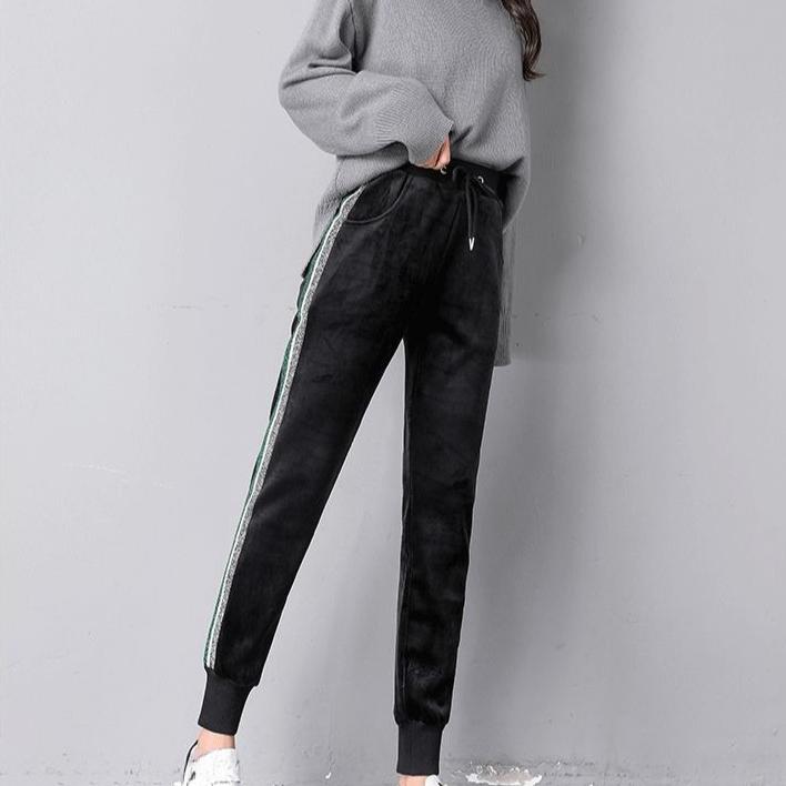 Women's Winter Plus-Size Velvet Harem Pants High-Waist Thick Fleece-Lined Sweatpants