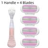 1 Handle With 4 Blades Women Safety Razor Blades Face/Leg/Armpit/Bikini Beauty Hair Removal Shaving Compatible Hair Shaver