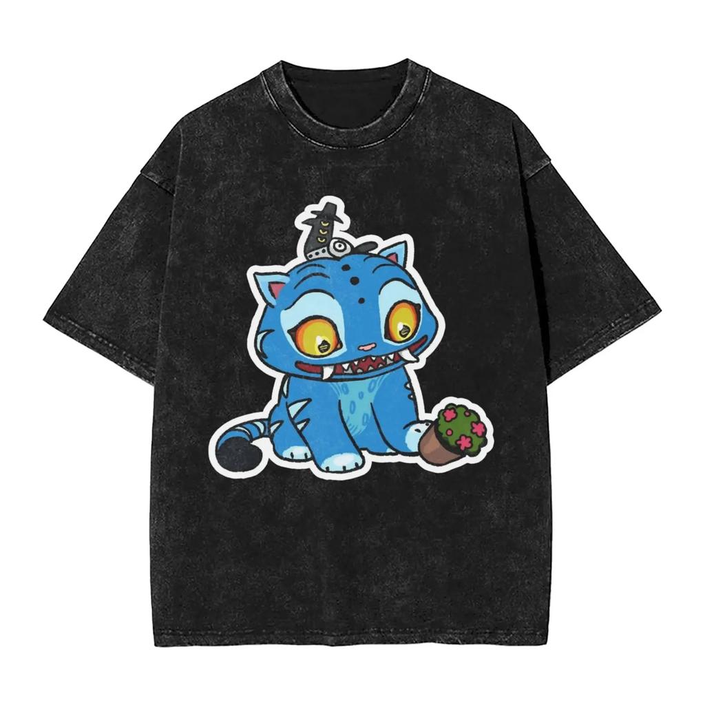 Saja Boys Kpop Demon Hunters Graphic Print T-Shirt Vintage Washed Cotton Men Women Streetwear Harajukuj Fashion Summer New Tee Casual Oversized Top
