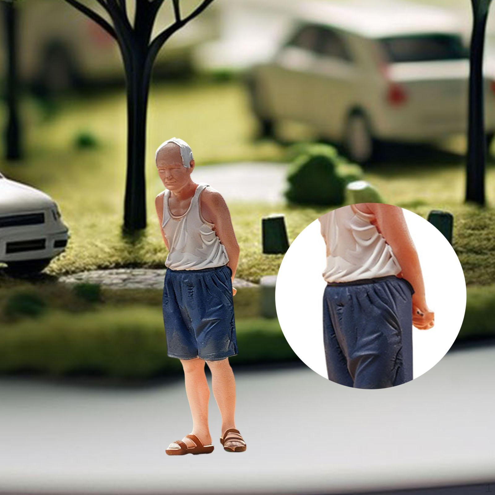 1/64 Old Man Miniature Figure Diorama Tiny Collections Small People Figurine Photography