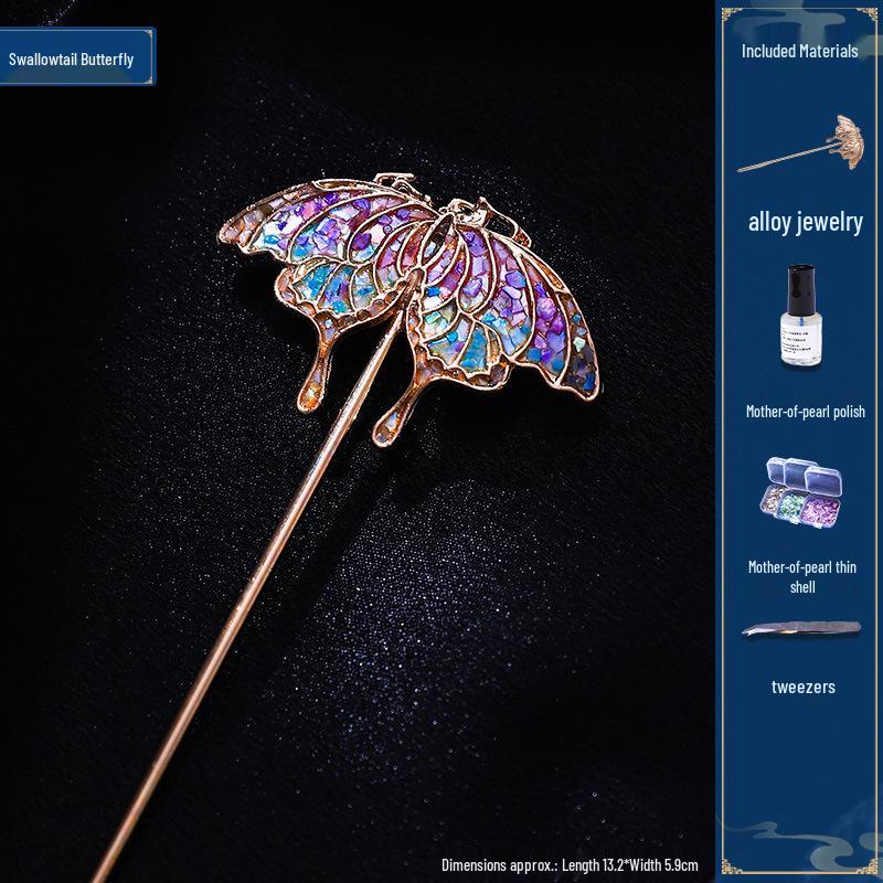 Mother-of-Pearl Hairpin Craft Kit: Brooch & Hairpin Shell Fragments - Perfect Mother’s Day Gift