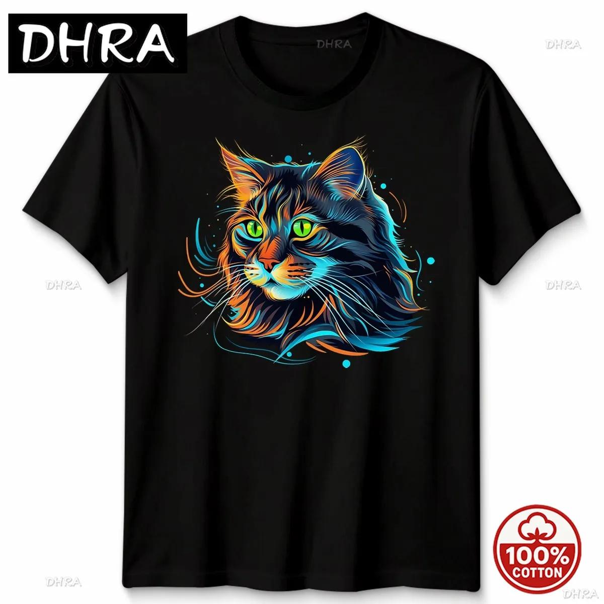 Vibrant Neon Cat Portrait Cat Lovers Graphic Tee Unisex TShirt Unisexs WOMENs Top T Shirts Retro Aesthetic Tee Funny Casual Top S