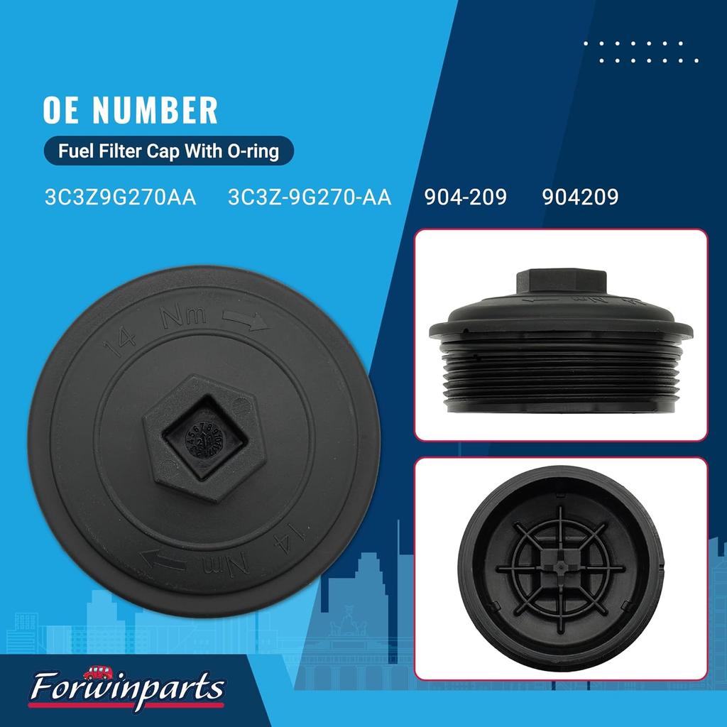 904-209 Fuel Filter Cap With O-ring for 2003-2010 Ford F250 F350 F450 F550 E350 Super Duty Excursion 6.0L 7.3L Diesel 3C3Z9G270AA