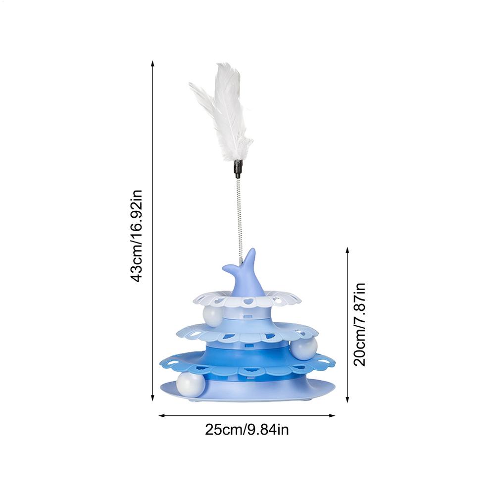 

Cat Ball Track Funny Teaser Stick Pet Turntable Interactive Tower Roller Track Balls For Exercise Hunting Play Kitten Indoor синий