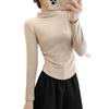 Women's Slim Fit Pleated Merino Wool Turtleneck Top - 280g Velvet, Autumn/Winter Edition.
