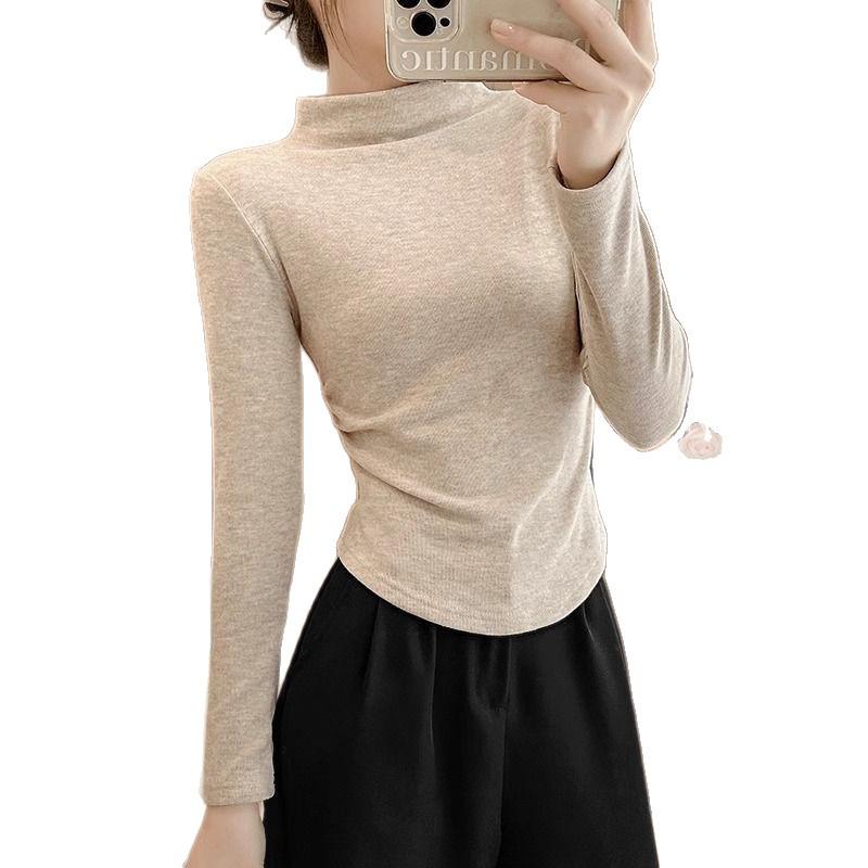 Women's Slim Fit Pleated Merino Wool Turtleneck Top - 280g Velvet, Autumn/Winter Edition.
